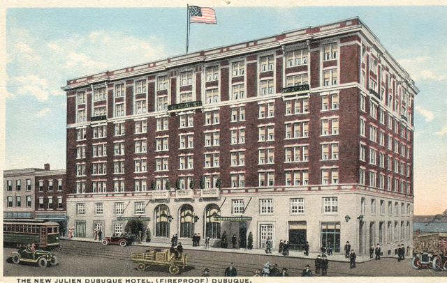 Historic postcard of the Hotel Julien Dubuque